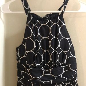 White House Black Market black and white circle pattern dress